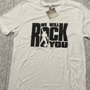 White “We will Rock you” tee